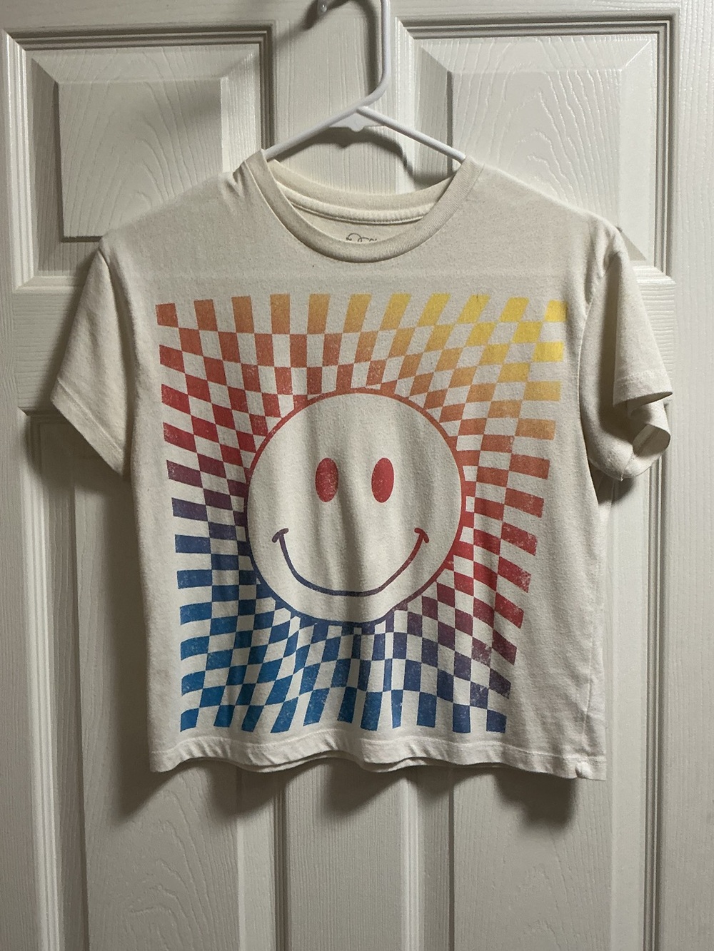 art class Tee with Rainbow Checkerboard Smiley